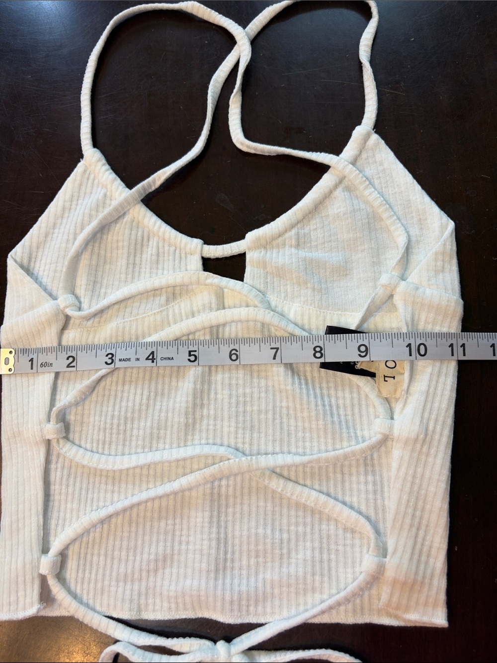 POL Ivory Ribbed Back Strap Cropped Tank Top- NWT - Picture 5 of 7